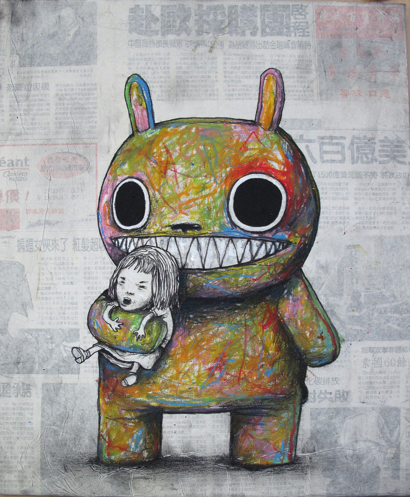 French artist Dran with black humor in his drawings ridiculed