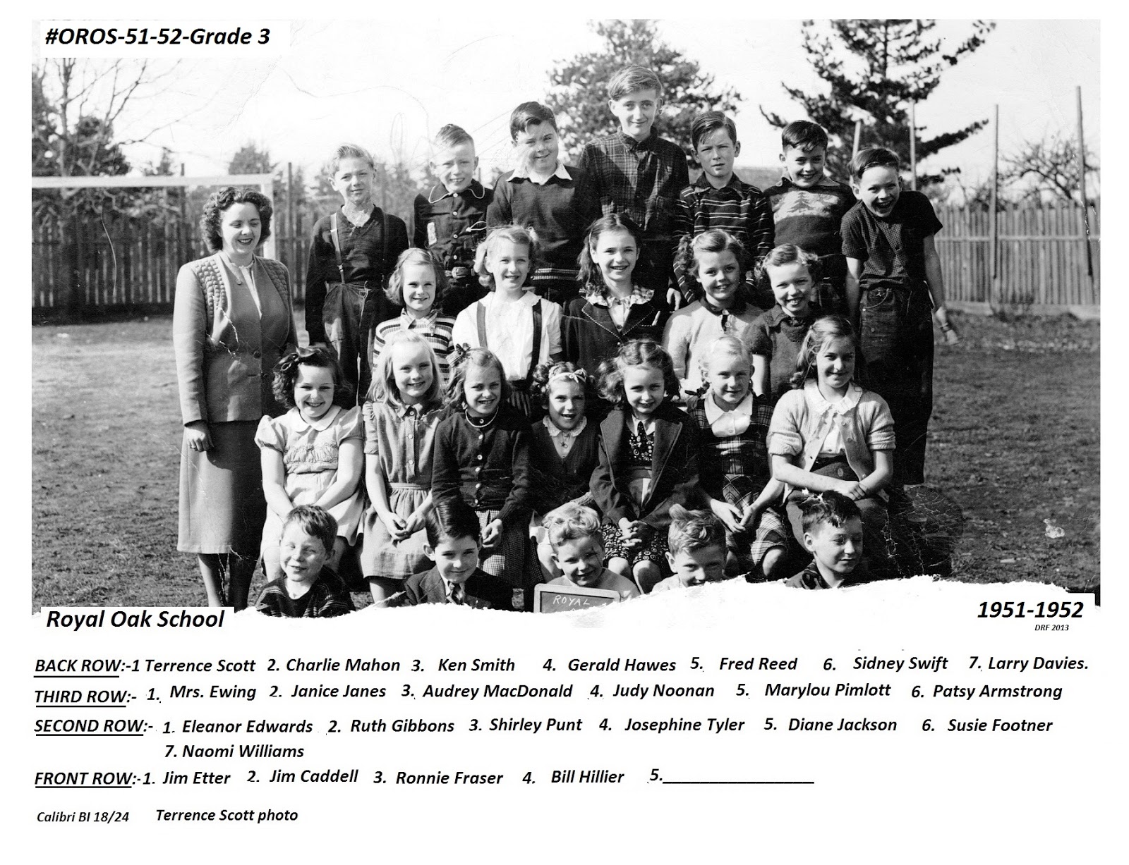 Royal Oak School Yard Class photos from the "Old" Royal Oak 1 room