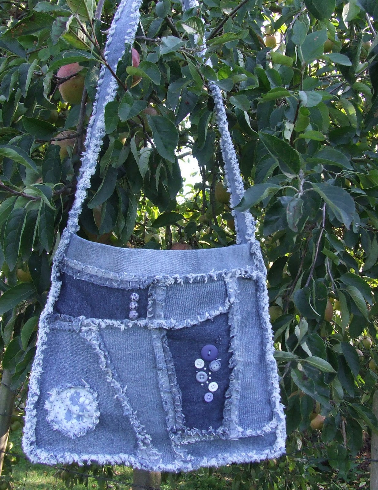 Little Blue Mouse Patchwork jeans bag