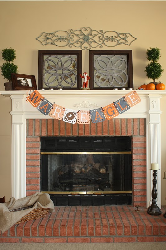 Johnson and Johnson Fall Football Mantel