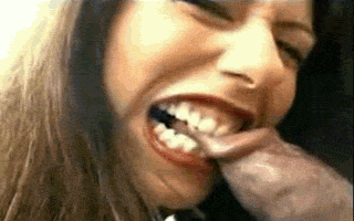 animated gif - girl biting the head of a dick