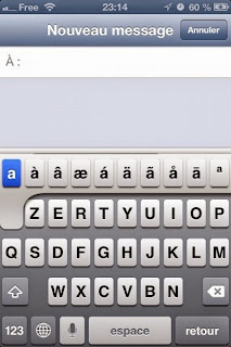 Insérer une voyelle avec accent (texte) sur iPhone