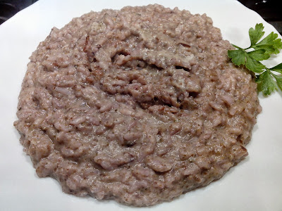 risotto con crema di broccoli siciliani e radicchio