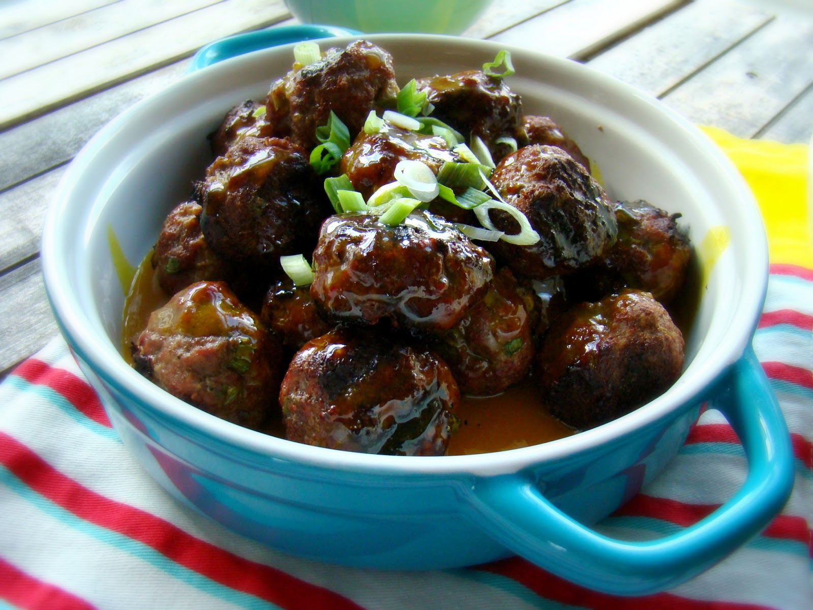 Grilled honey mustard meatballs