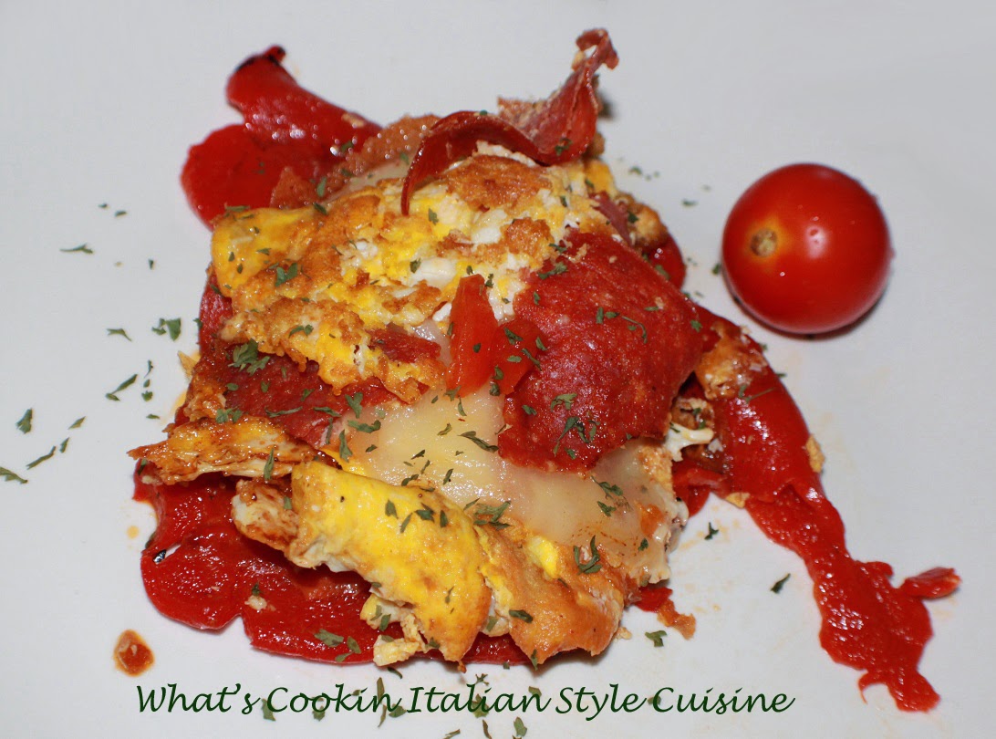 Roasted Peppers Pepperoni and Egg Recipe What's Cookin' Italian Style