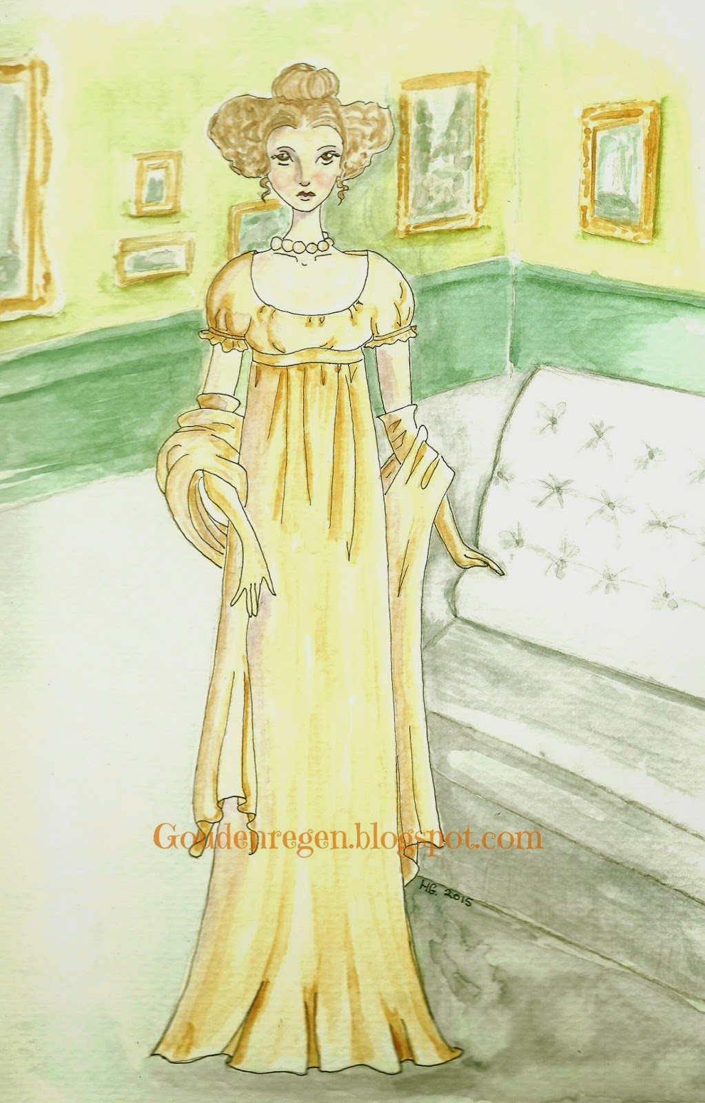 Goudenregen: fashion illustration inspired water color. aquarel ... Mode illustraties