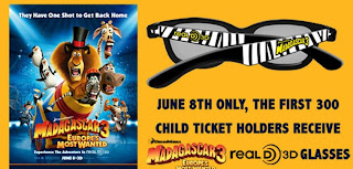 Free Madagascar 3 RealD3D Glasses