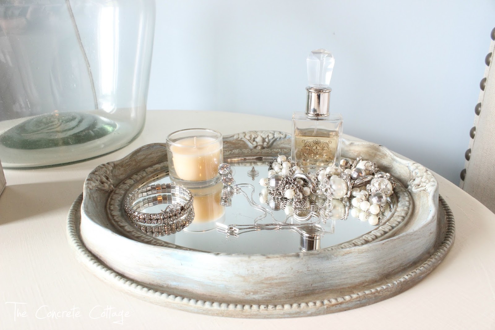 The Concrete Cottage Mirrored Jewelry Tray