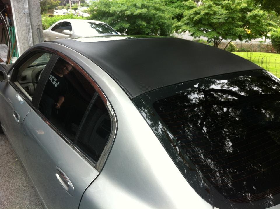 K Custom Car Wraps Infiniti G35 Roof & pillars wrapped in 3M carbon fiber