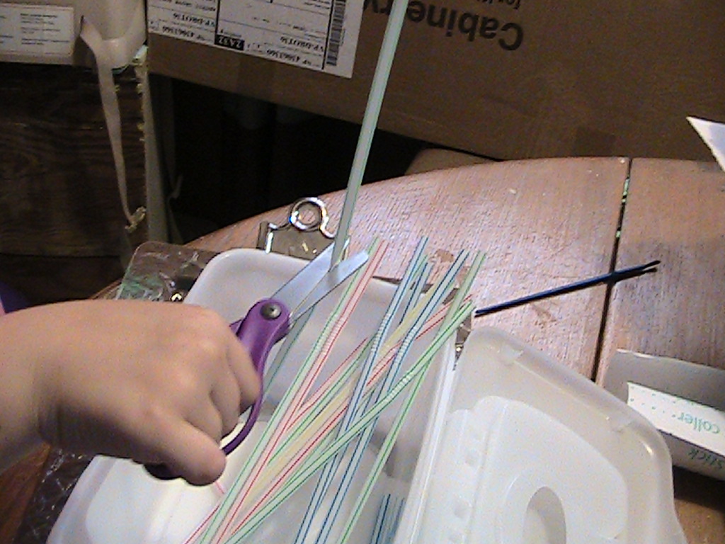 Cutting straws for fine motor