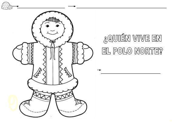 en ella tenamos que colorear el dibujo de un nio esquimal y responder a la pregunta quin vive en el polo norte mediante la escritura espontnea sin