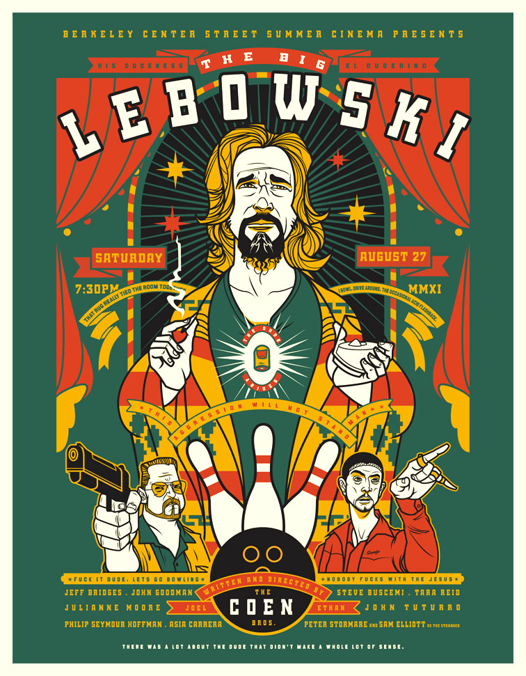 INSIDE THE ROCK POSTER FRAME BLOG Big Lebowski movie poster by Scrojo