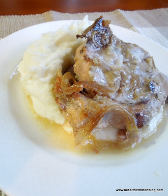Slow cooker Mushroom Onion Pork chops just 3 ingredients and less than 5 minutes to throw together