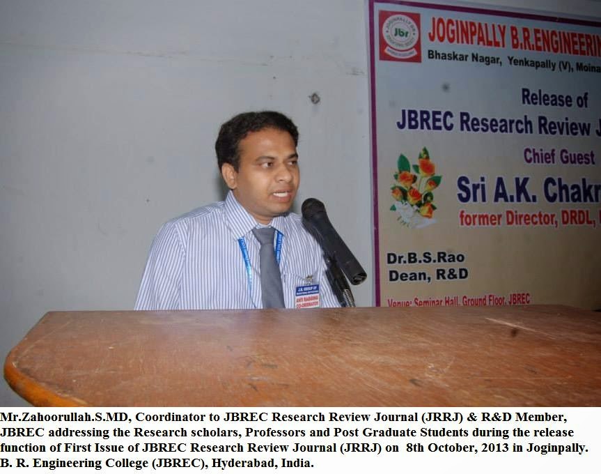 Mr.Zahoorullah.S.MD, Coordinator to JBREC Research Review Journal and R&D Member,JBREC