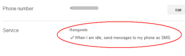 Receive Google+ Messages from SMS when Idle