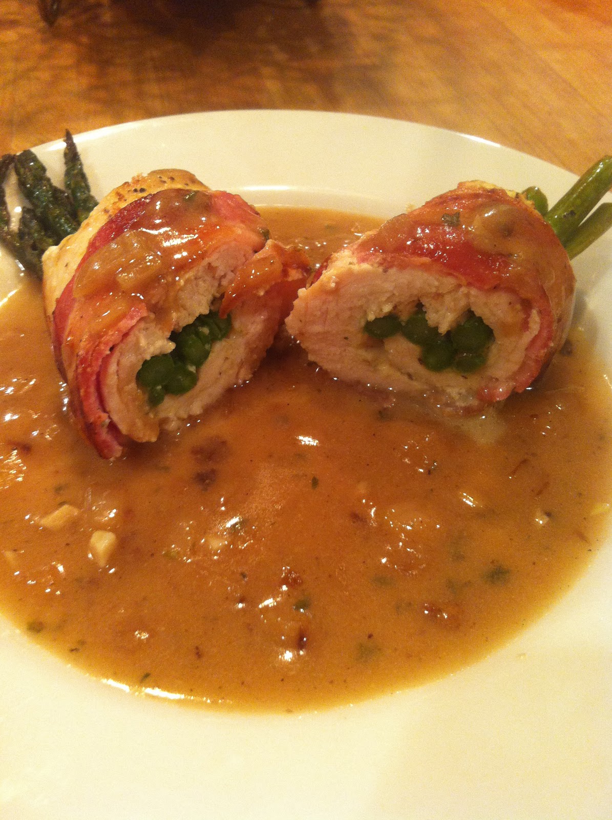 April's Cookin' Asparagus Wrapped in Chicken, Wrapped in Bacon