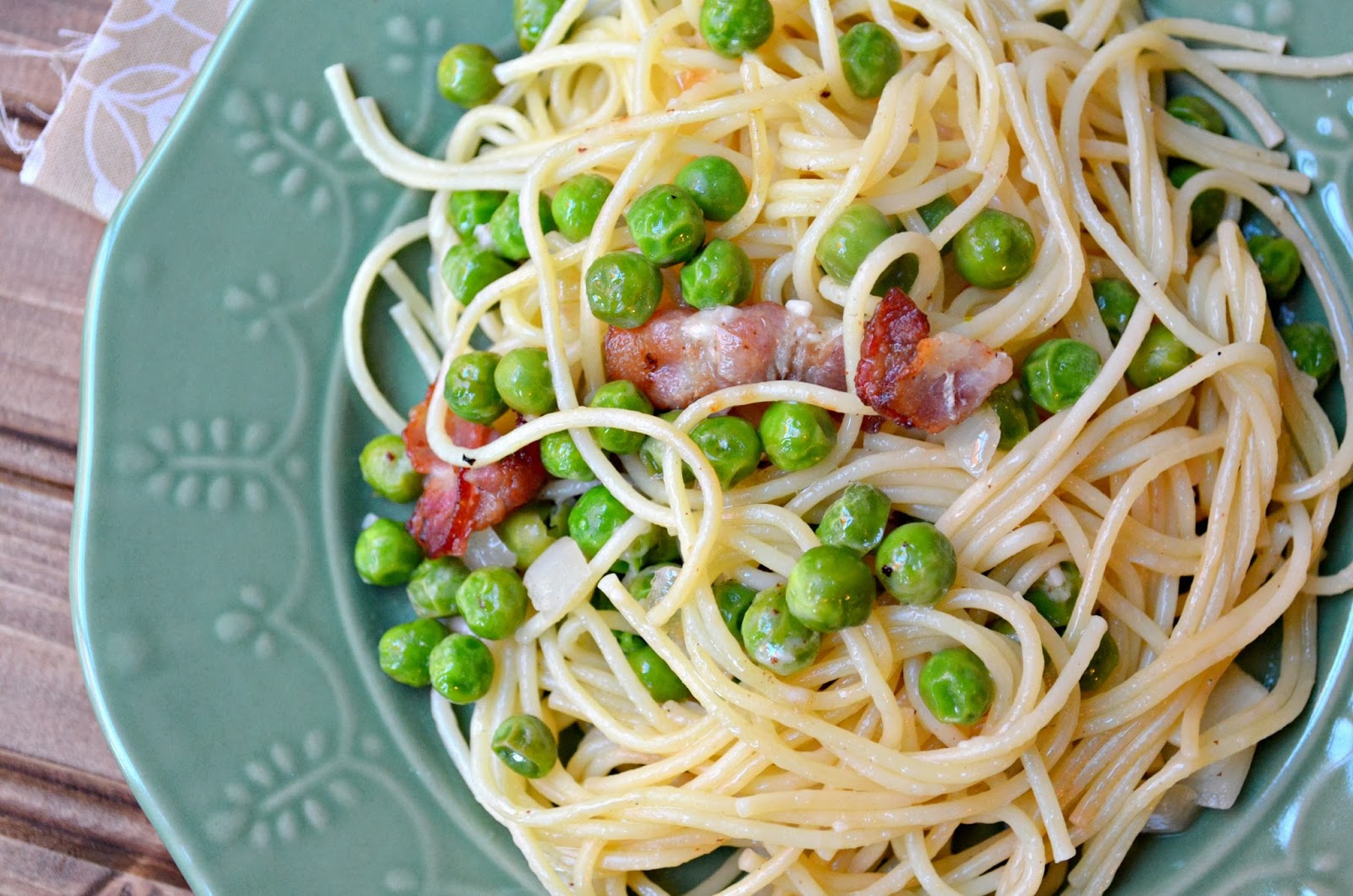 The Savvy Kitchen Pasta with Peas and Bacon