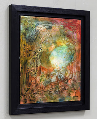 side view of Spiral Nebula abstract textured acrylic by Sandra Duran Wilson