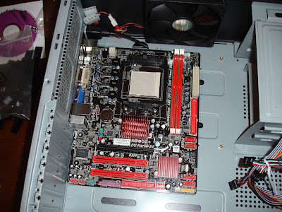 BioStar A880G + motherboard in computer case BioStar A880G + motherboard in computer case