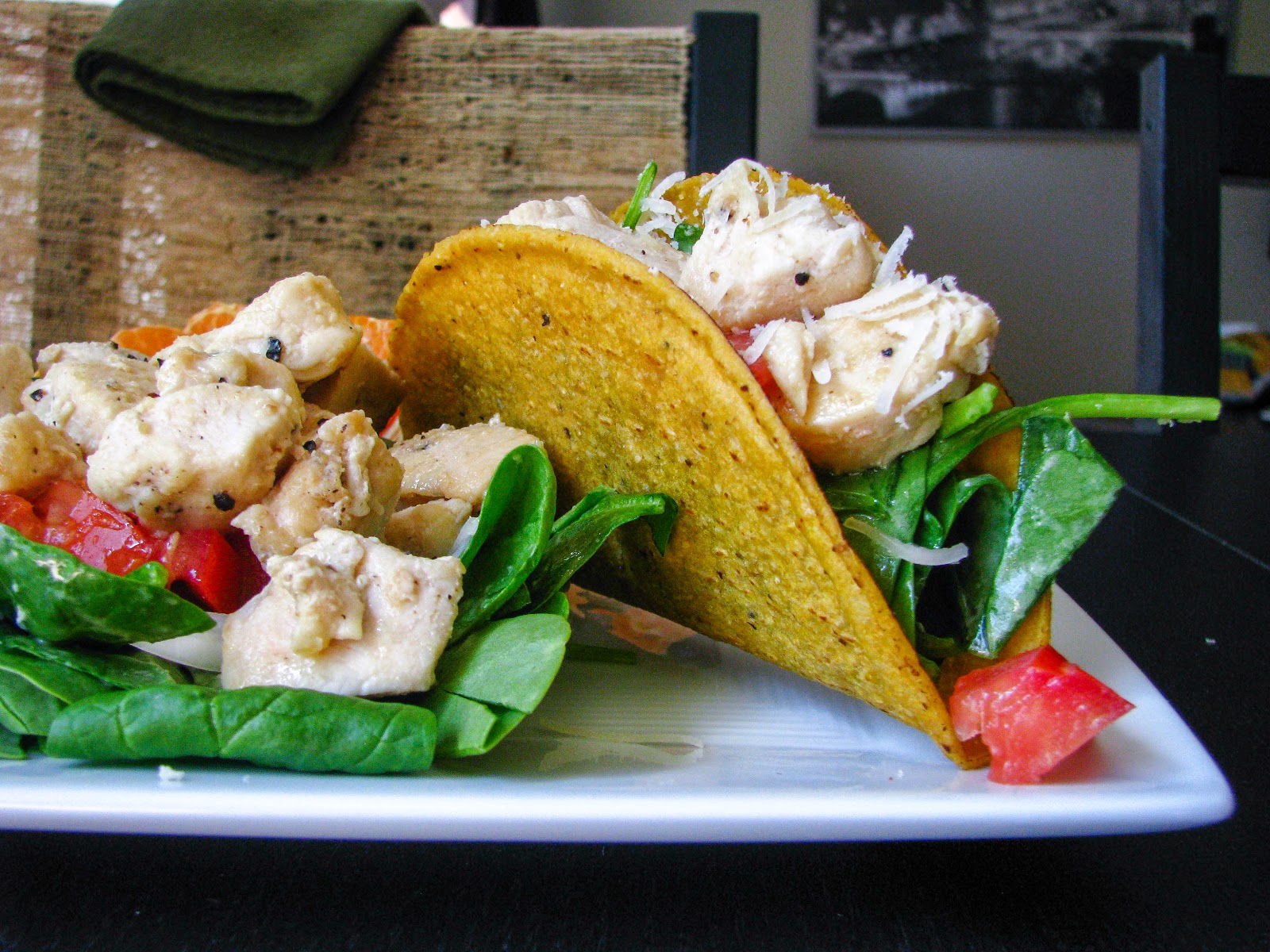 two foodies & a pup Chicken Caesar Salad Tacos