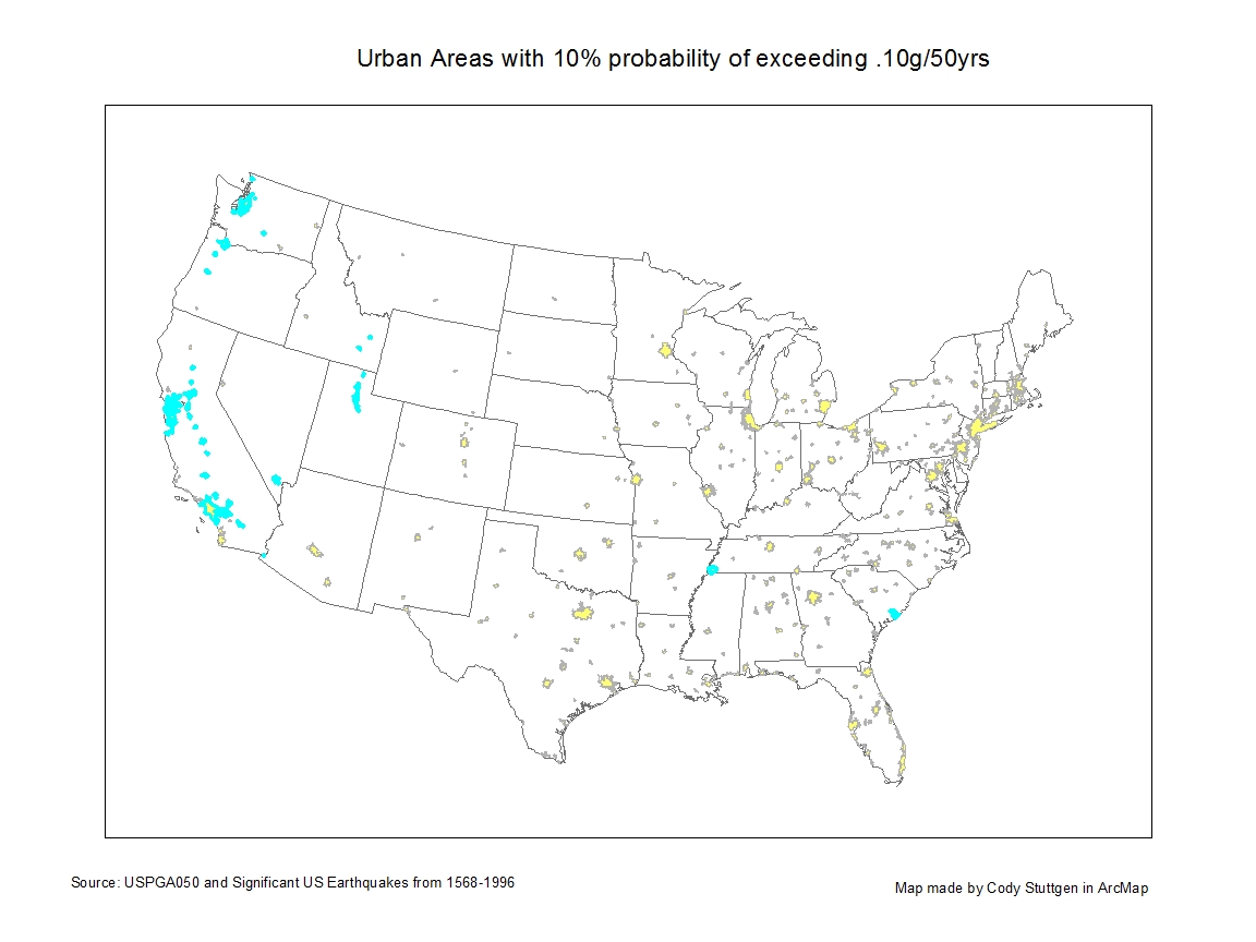 blue dots represent urban areas with a 10 probability of exceeding 10g 50 years these areas are more prone to earthquakes and a disaster prevention blue dots represent urban areas with a 10 probability of exceeding 10g 50 years these areas are more prone to earthquakes and a disaster prevention