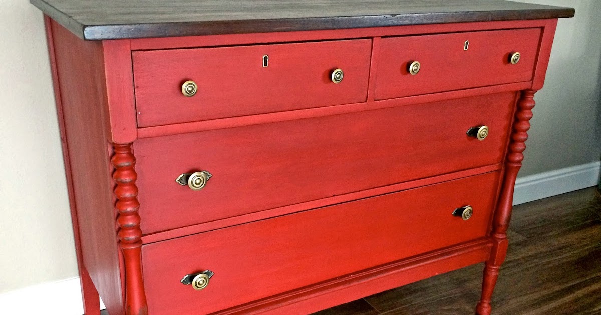 Painted New Antique Red Dresser