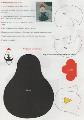 patchwork - galinha - PAP (diy) com molde suporte pano-de-prato - patchwork - galinha - PAP (diy) com molde-