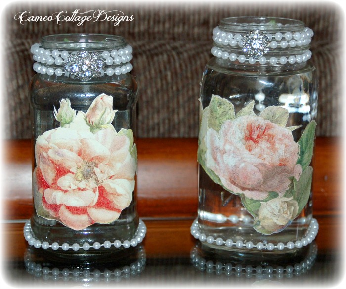 Cameo Cottage Designs Fun With Mason Jars and Napkins and Imagination