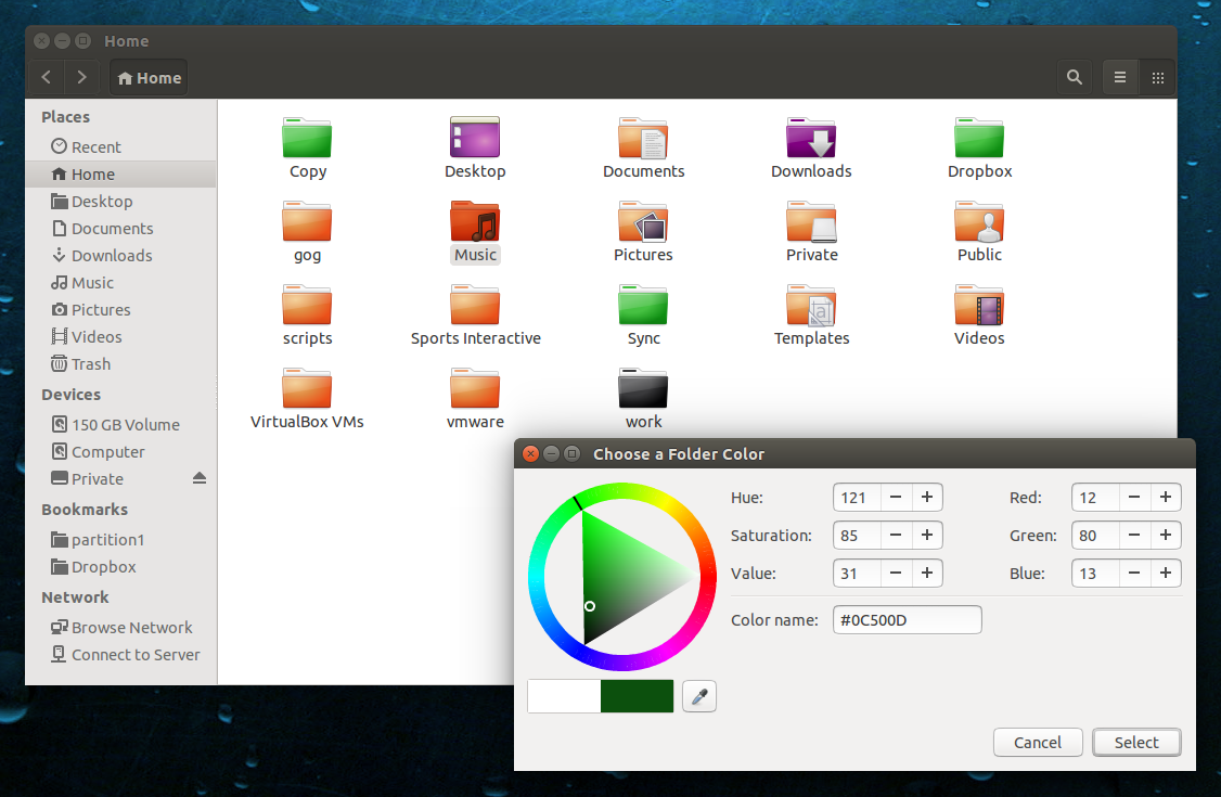 Nautilus / Nemo `Folder Color` Extension Gets Support For Custom Colors