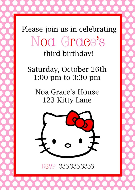 Customized Kitty Birthday Party Invitation Kitty and Friend 