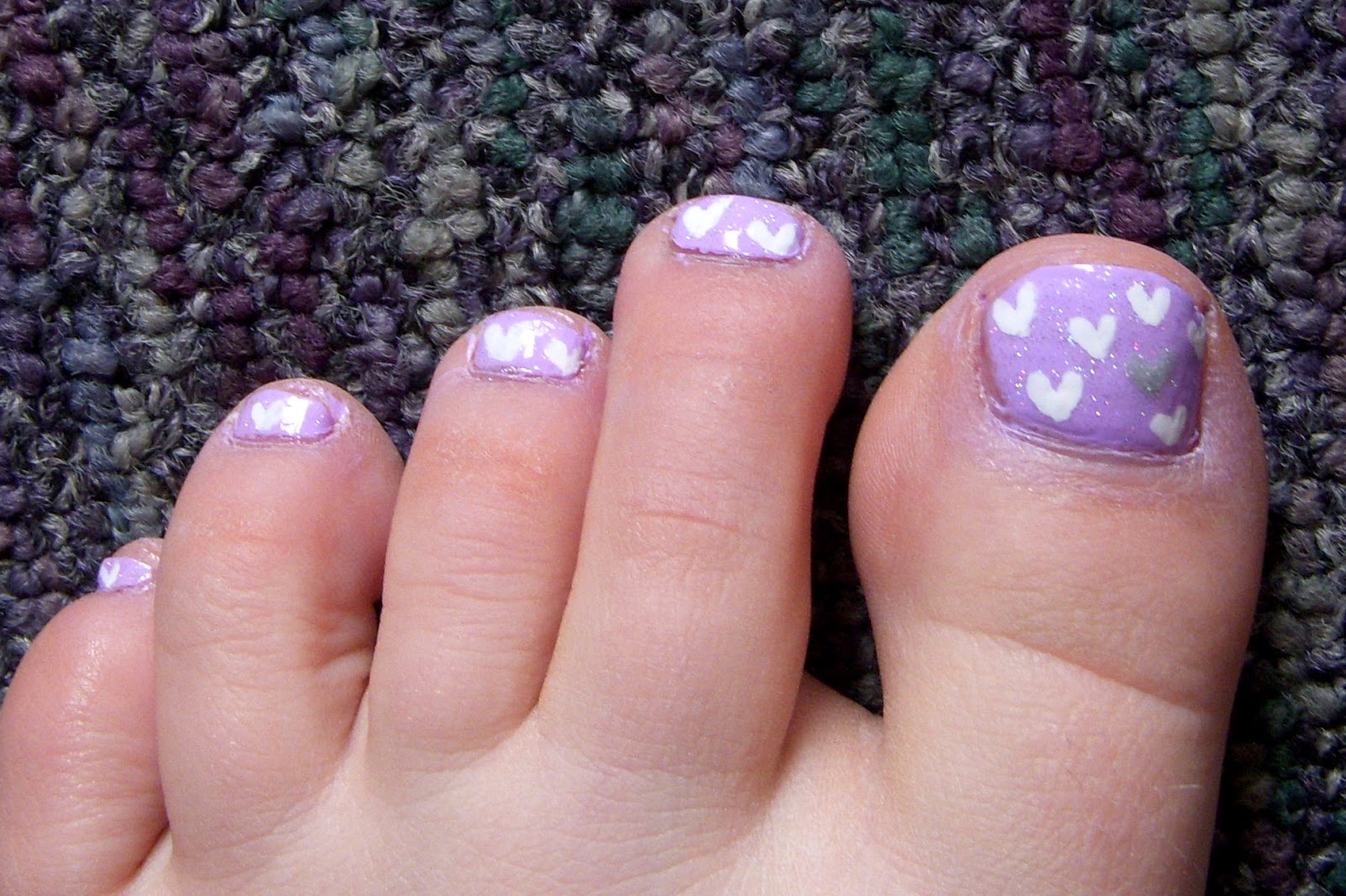 light purple toe nail design