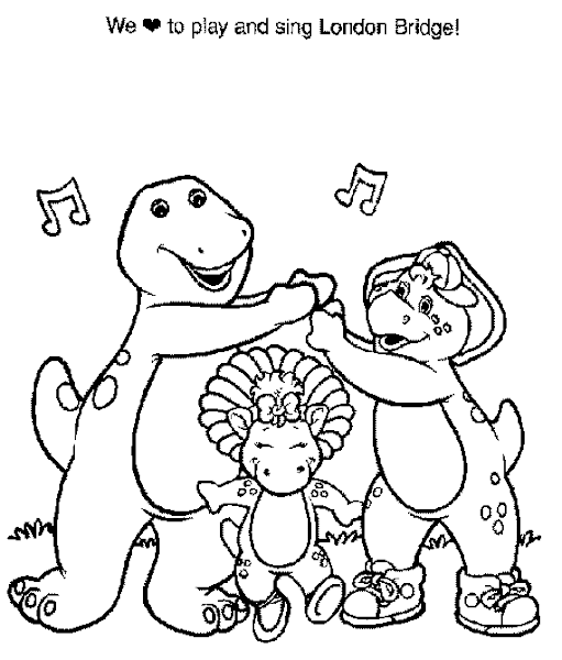 Barney and BJ Coloring Pages