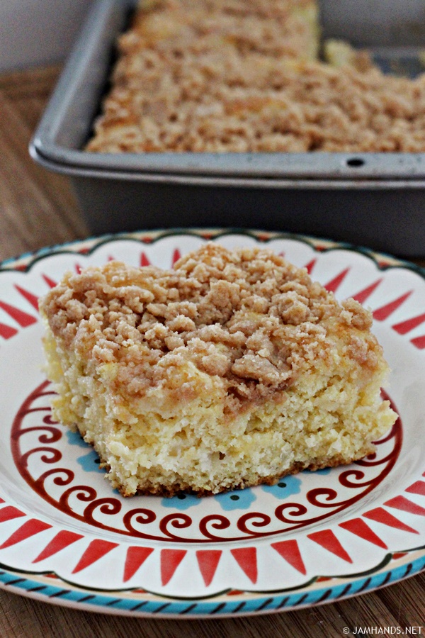 Jam Hands Pineapple Coffee Cake with Streusel Topping