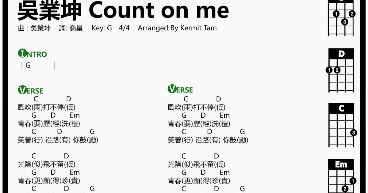 圍威喂 ukulele 吳業坤 Count on me [ukulele chord]