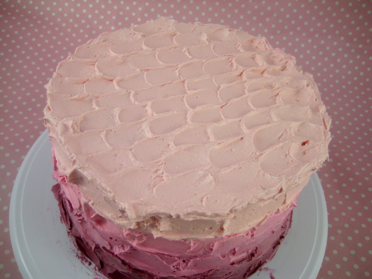 Bubble and Sweet Easy Pink Ombre Butter Cream Frosting Cake tutorial