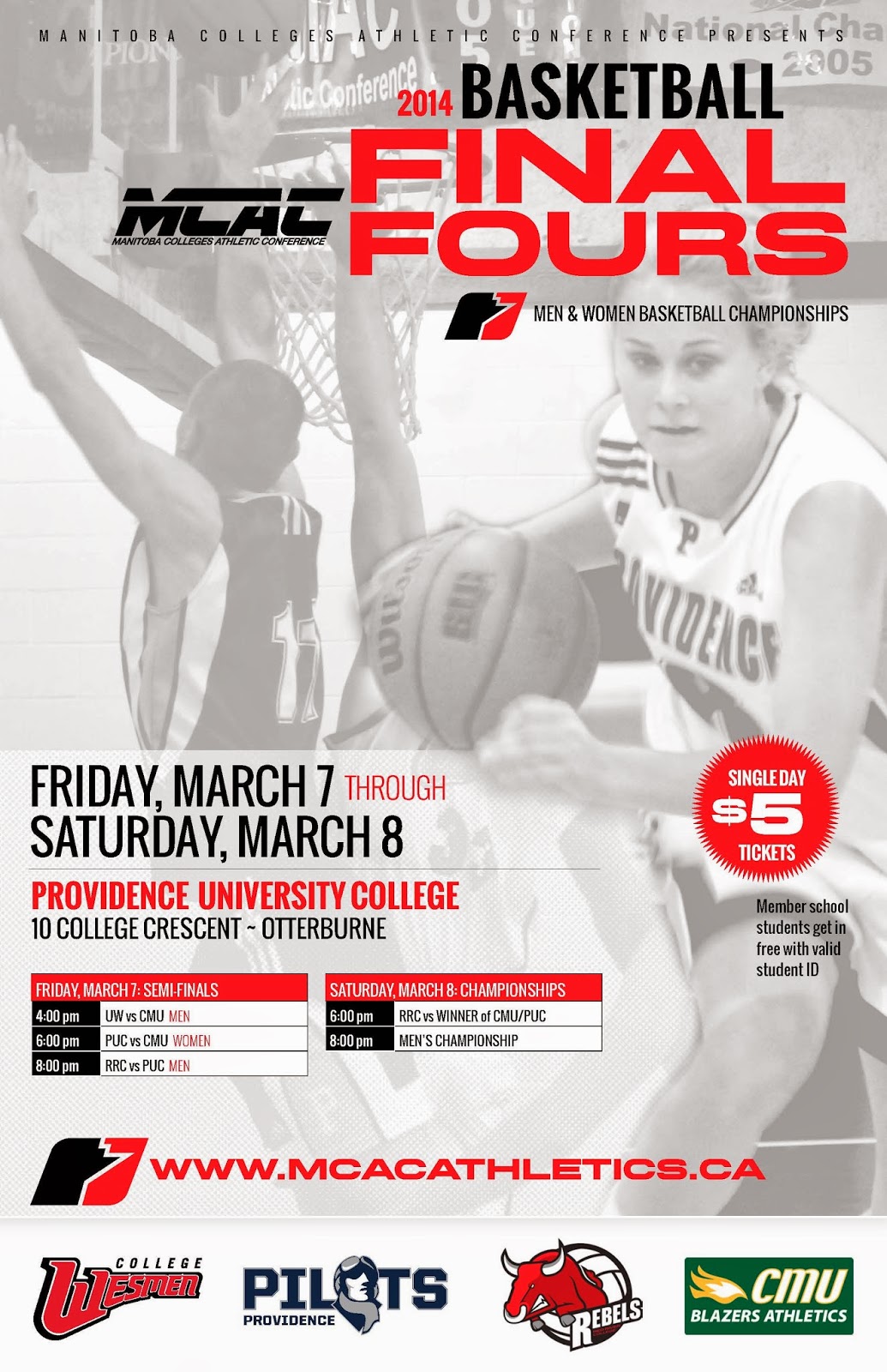MCAC Basketball Final 4's Preview; Games Tip Off Friday at Providence College Basketball Manitoba