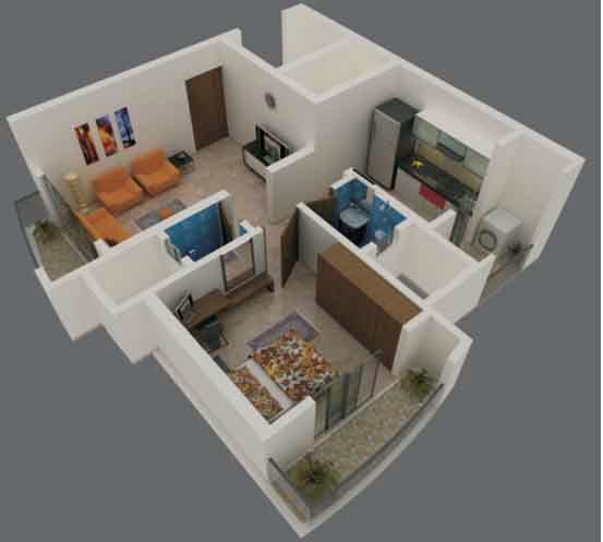 Interior Design Online Store 3d View Of 1bhk 2 Bhk