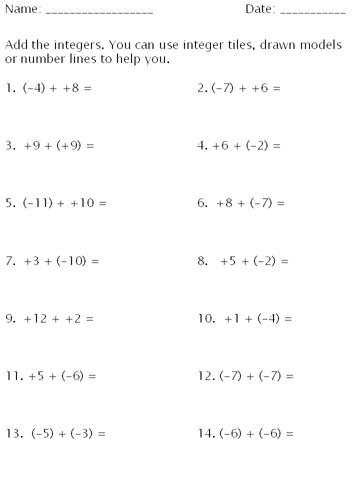 Worksheets Adding Integers Practice Worksheet printables adding integers practice worksheet joomsimple and subtracting free worksheets scalien scalien