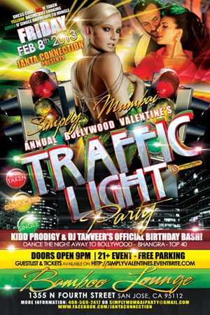 Bollywood Valentine's Day Traffic Light Party Flyer Design Bollywood Valentine's Day Traffic Light Party Flyer Design