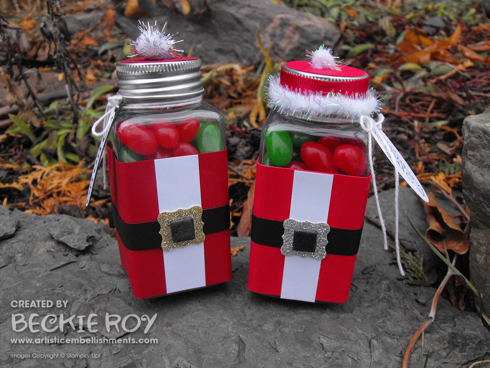 Artistic Embellishments Homemade Holiday Candy Santa Jelly Bean Jars!