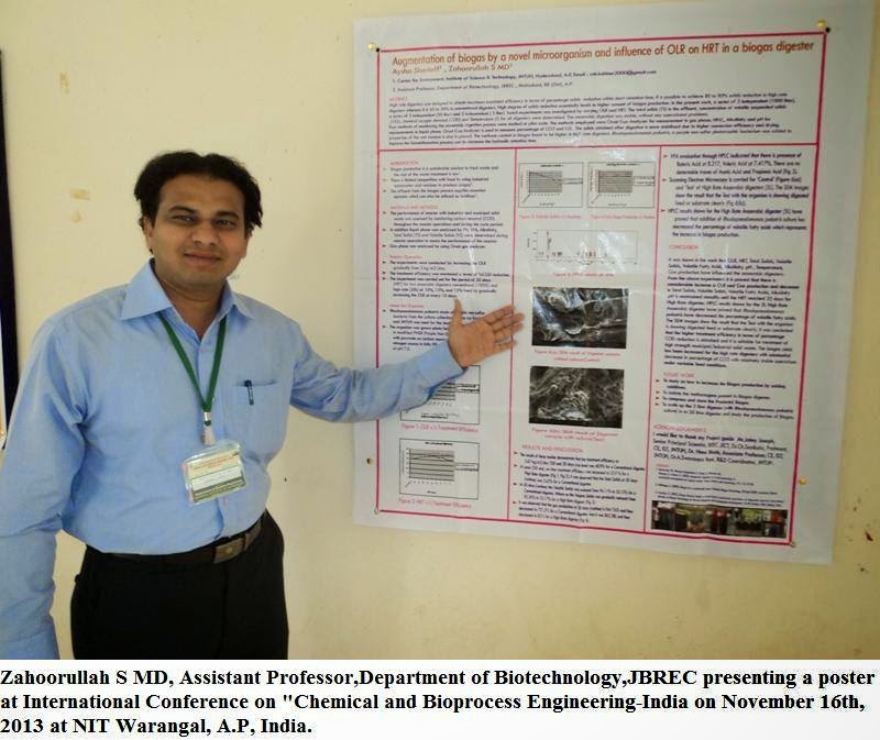 Zahoorullah S MD, Assistant Professor in Biotechnology presenting a poster