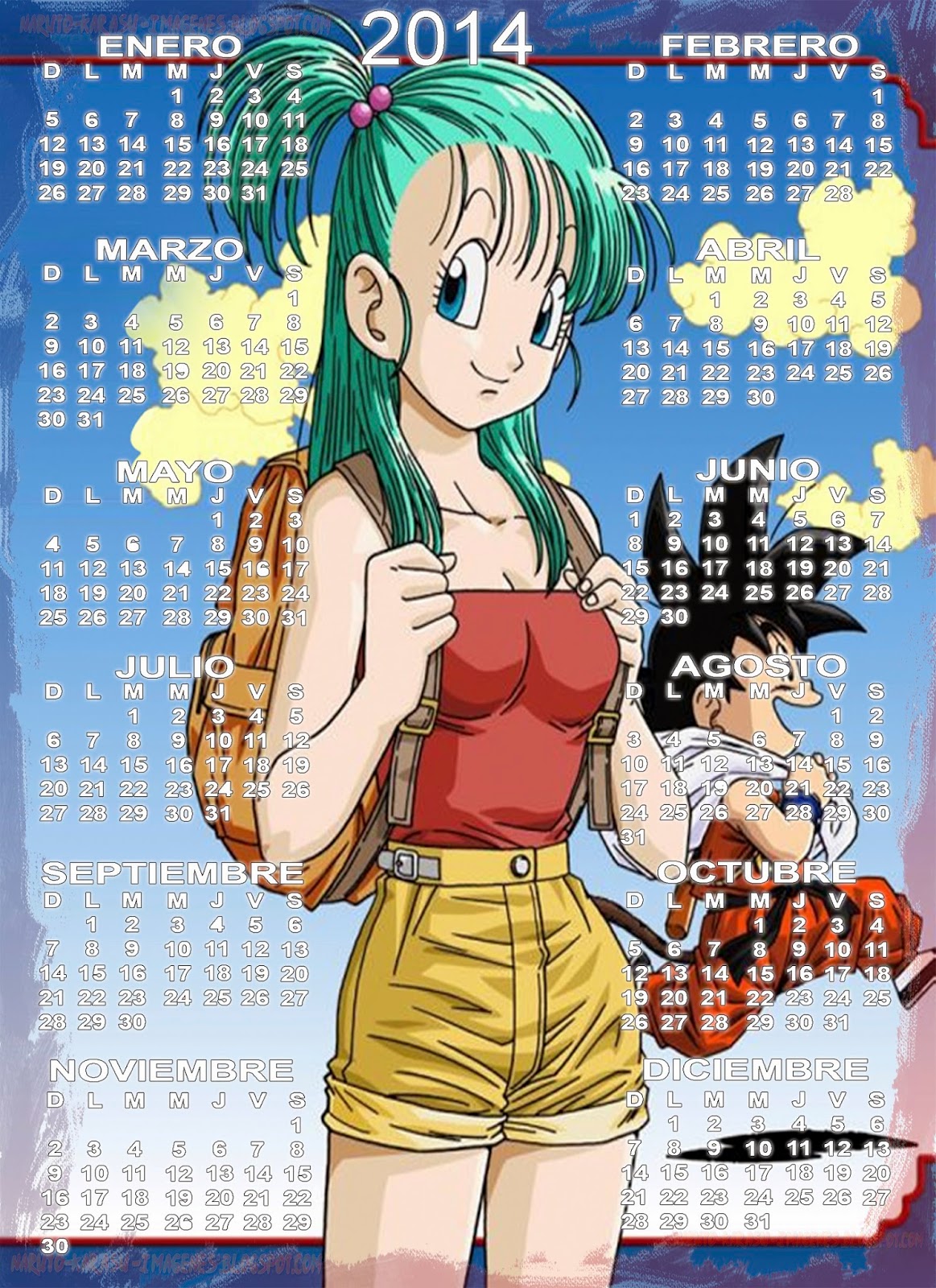 Animé imágenes by Akatsuki Karasu 12 calendarios de DBZ 2014
