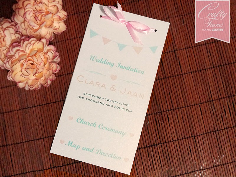Layered Church Wedding Card in Peach and Mint Themed Kad Kahwin Layered Church Wedding Card in Peach and Mint Themed