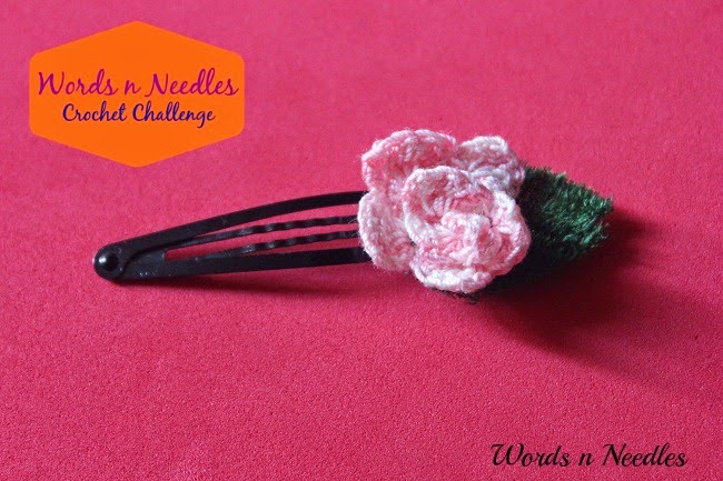 rose crochet hair clip simple yarn hairclips