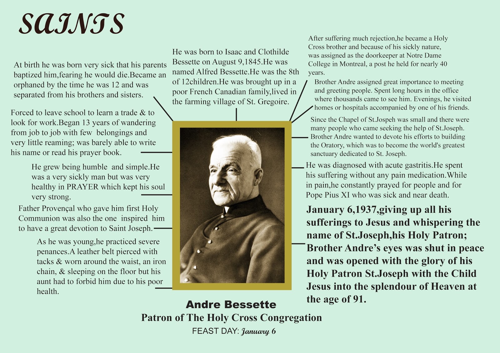 Imitating Christ's Humility Feast Day of Saint Andre Bessette of MONTREAL