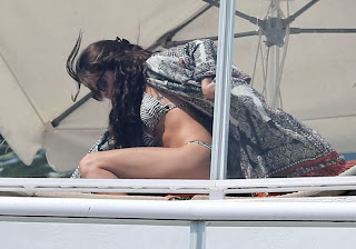 Selena Gomez wearing a Zebra Bikini and Tattoo in Miami