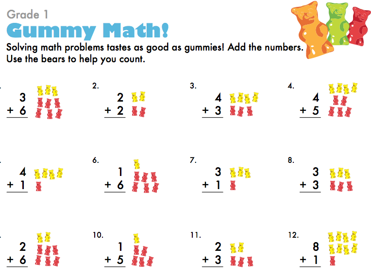 Worksheets Education.com Worksheets the very busy kindergarten brown bear httpwww education comworksheetarticlecount em gummy addition