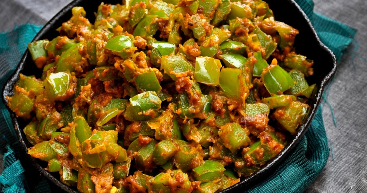 Life Scoops Gujarati Capsicum Besan Bhaji / Green Bell Pepper with