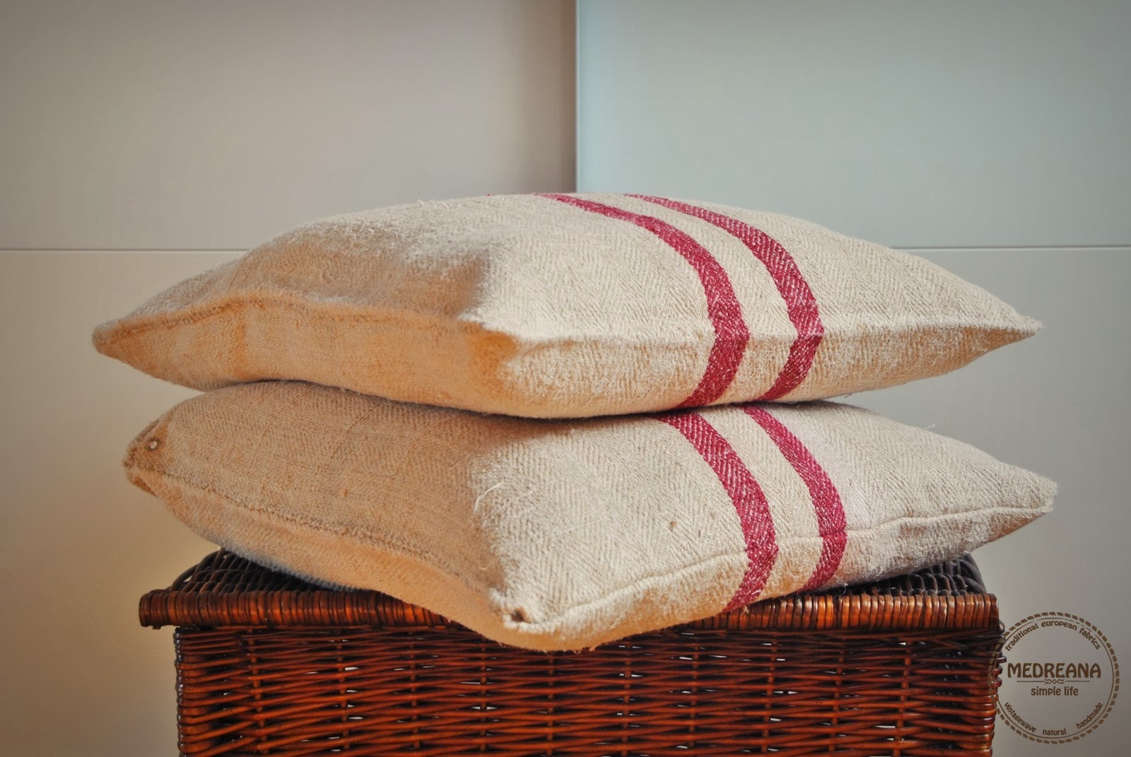 Medreana Vintage Authentic Grain Sack Pillow Cover/Antique hemp linen