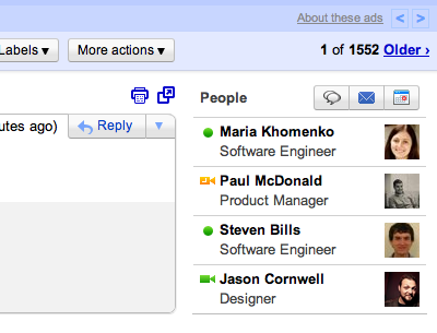 Ein Screenshot zeigt Kontakte in Google Mail